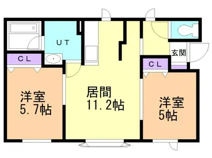 オンリーワン(2LDK/1階)の間取り写真