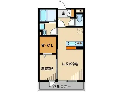トレビナ中浦和(1LDK/2階)の間取り写真