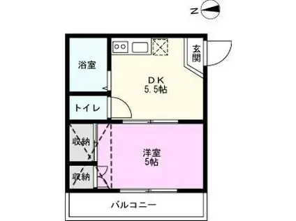 サニーヒルヤツカ(1DK/1階)の間取り写真