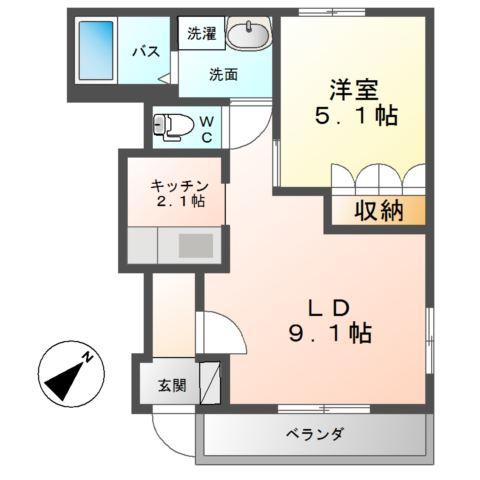 ＪＲ鹿島線 鹿島神宮駅 徒歩25分 2階建 築17年(1LDK/1階)の間取り写真