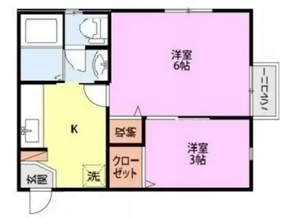 ピジョンB(2K/2階)の間取り写真