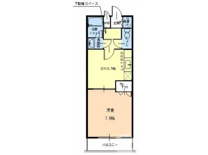 ラパス高倉台II番館(1DK/2階)の間取り写真