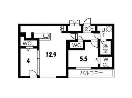 アルファスクエア菊水2条(2LDK/4階)の間取り写真