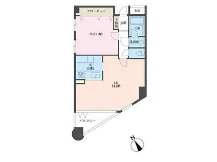 代々木上原128(1LDK/1階)の間取り写真