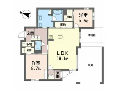 ELENA大江(2LDK/1階)の間取り写真