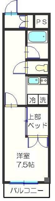 シングルハイツ並木(1K/2階)の間取り写真