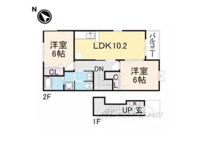 エテルノブローテ1(2LDK/2階)の間取り写真