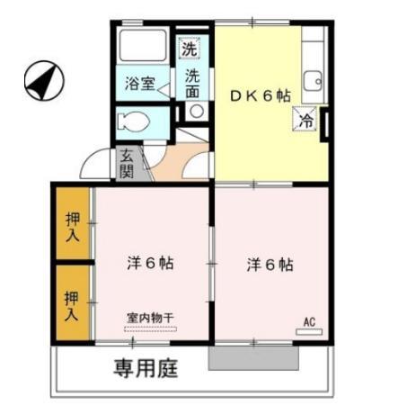 ガーデンコート田崎(2DK/1階)の間取り写真