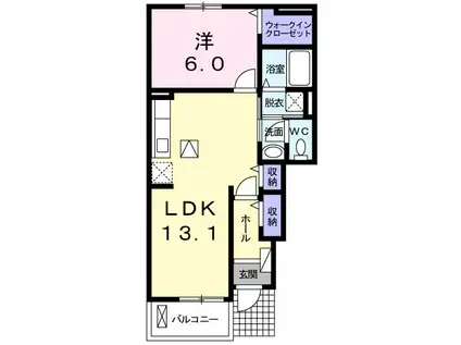 メゾンドアゼリアA(1LDK/1階)の間取り写真