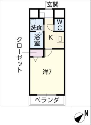 GREEN GABLES(1K/1階)の間取り写真