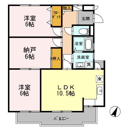 スカイ・ブリッジ(2SLDK/1階)の間取り写真