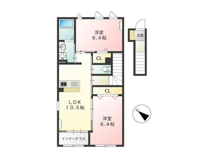 オータム リーブス II(2LDK/2階)の間取り写真