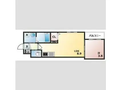 GRANDIR岸里(1LDK/2階)の間取り写真