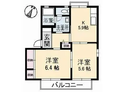 ビックイースト II A(2K/2階)の間取り写真