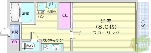 FUJIKOハイツⅦ(1K/1階)の間取り写真