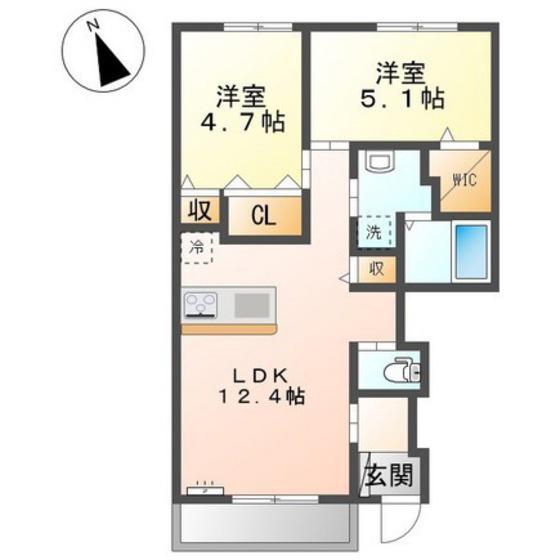 エクレール(2LDK/1階)の間取り写真