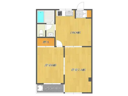 福本ビル(2DK/3階)の間取り写真