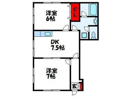 エコパラダイス宗像(2DK/1階)の間取り写真