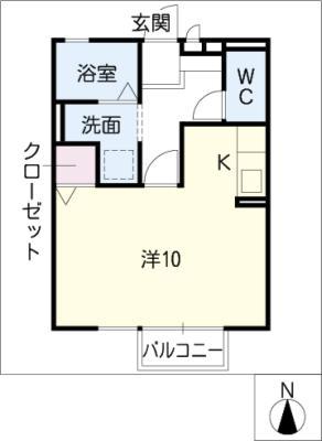 パルスギモト(ワンルーム/1階)の間取り写真