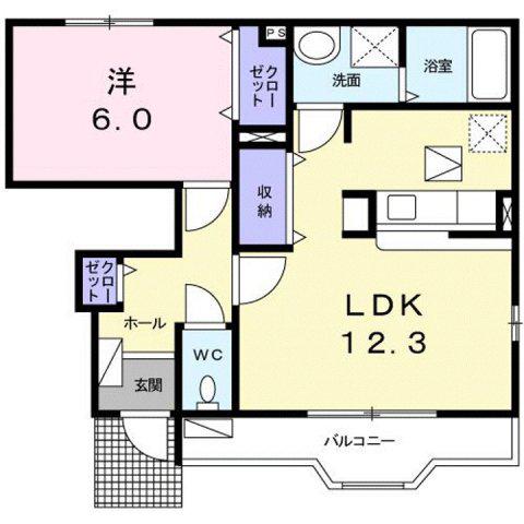 ブライト・ジール(1LDK/1階)の間取り写真