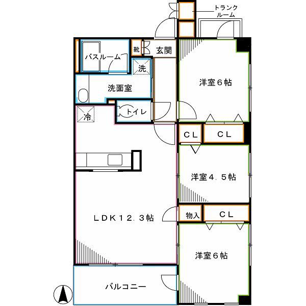 エクレール東高円寺(3LDK/4階)の間取り写真