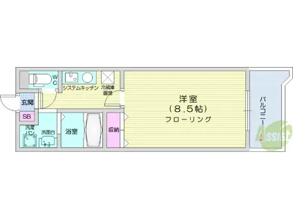 メゾンドールヘンミ(1K/1階)の間取り写真