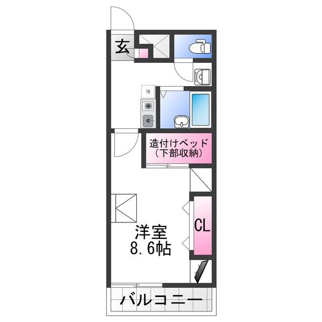 レオパレス土佐町(1K/1階)の間取り写真