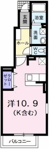 グランツ(ワンルーム/1階)の間取り写真