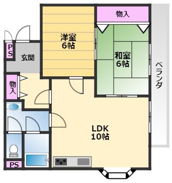カサ・ド・エムズ(2LDK/4階)の間取り写真