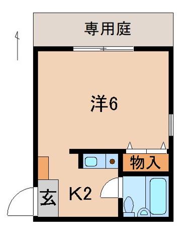 シュプールI(1K/1階)の間取り写真