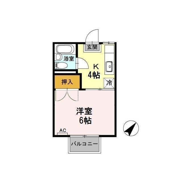 コーポ下賀茂(1K/1階)の間取り写真