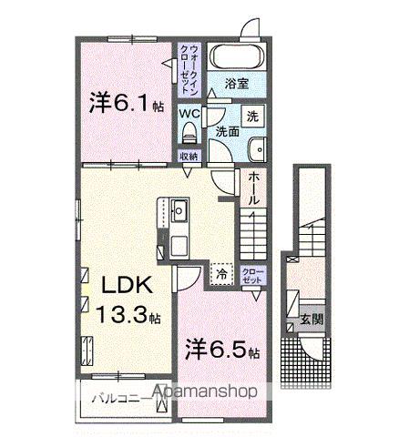 カーサ みなと(2LDK/2階)の間取り写真