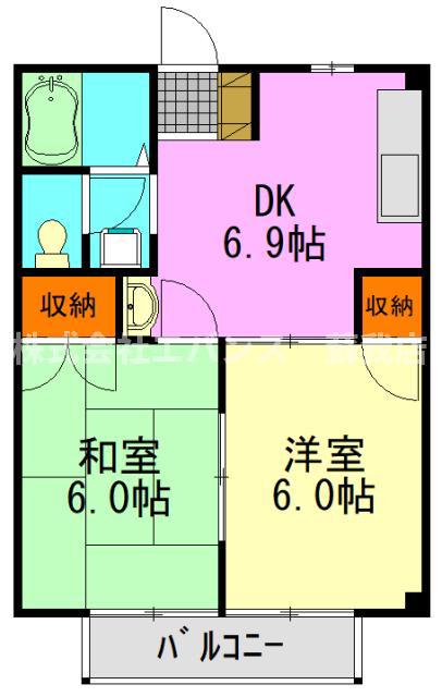 グリーンヒル小出C(2DK/2階)の間取り写真