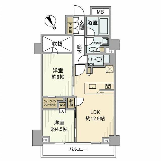 シティハウス四谷坂町(2LDK/1階)の間取り写真