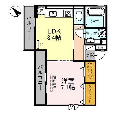 メゾン旭/駅前(1LDK/2階)の間取り写真