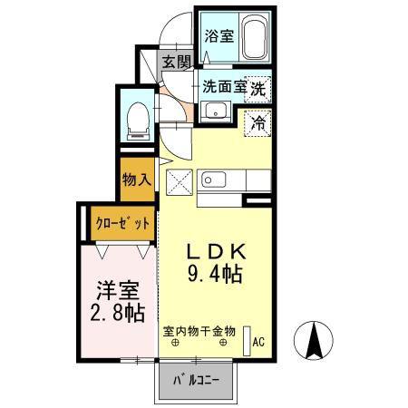 ファインビューIV(1LDK/1階)の間取り写真