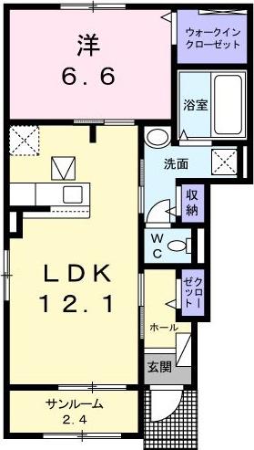 エールデヴュ III(1LDK/1階)の間取り写真