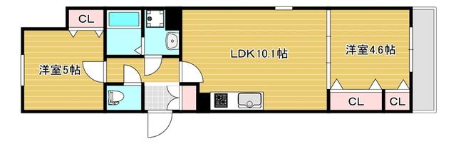 セレニティ豊川A棟(2LDK/1階)の間取り写真