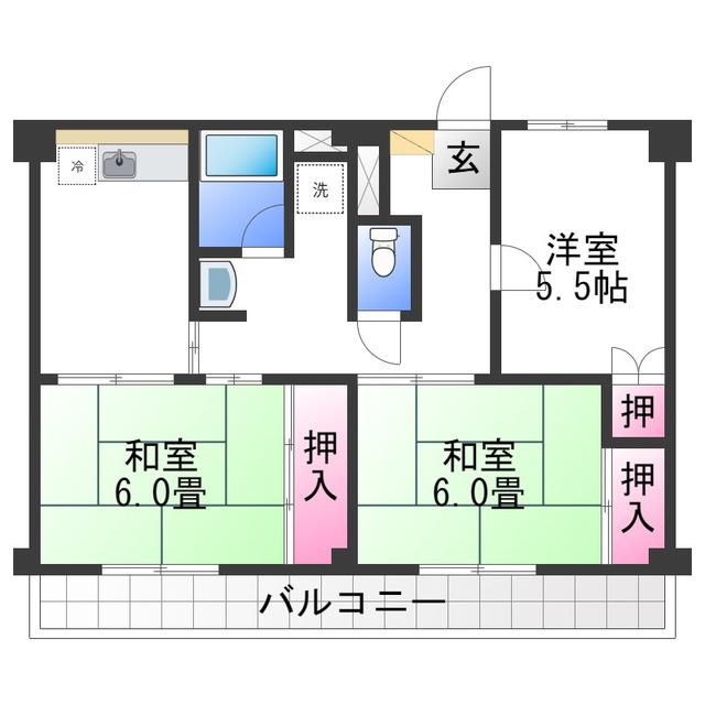 ビレッジハウス草部(3DK/4階)の間取り写真