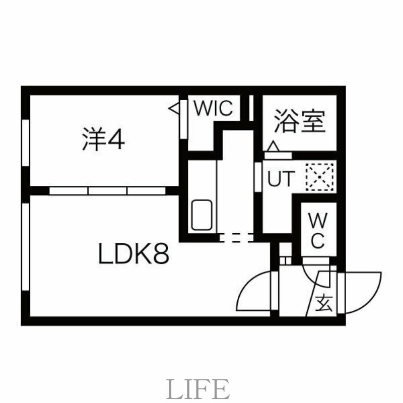 ラフィーネ月寒中央通(1DK/4階)の間取り写真
