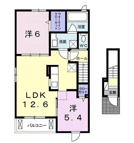 アイーラ みなみ H-1(2LDK/2階)の間取り写真