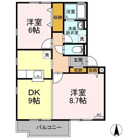 パークアベニューI・II番館(2DK/2階)の間取り写真