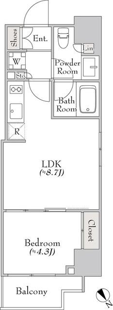ミリアレジデンス大塚(1LDK/9階)の間取り写真