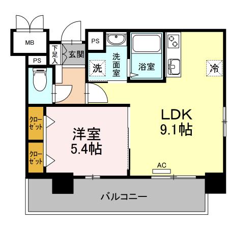 CHULA VISTA CASA DAIDO(1LDK/7階)の間取り写真