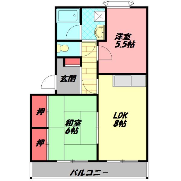 メゾン昴B棟(2DK/2階)の間取り写真