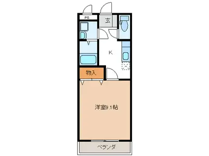 リヴァージュ A・B棟(1K/2階)の間取り写真