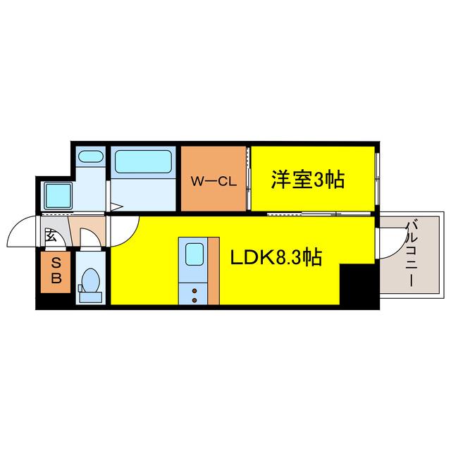セレニテ東梅田アリエ(1LDK/9階)の間取り写真