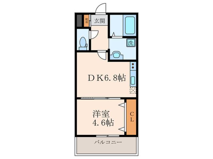 TYハイツ(1DK/2階)の間取り写真