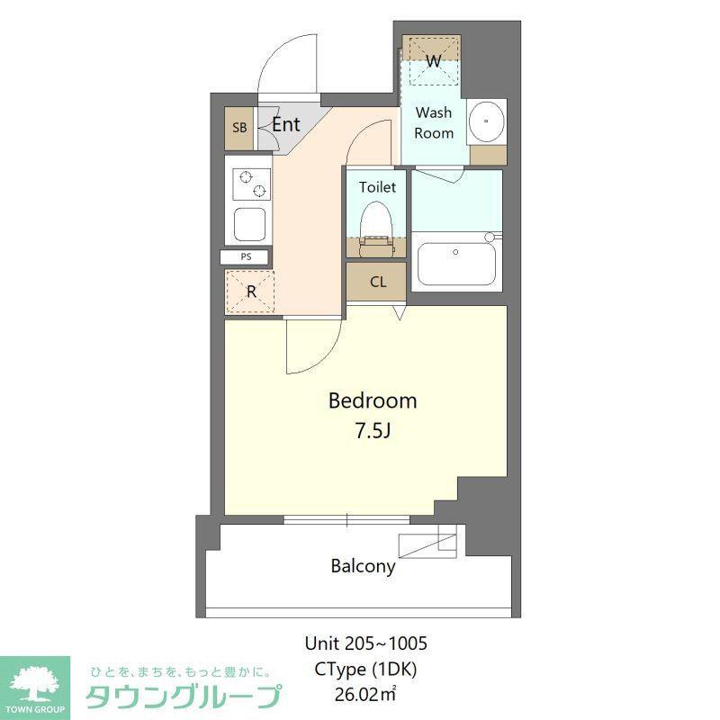 S-RESIDENCE新宿早稲田AVELIS(1K/8階)の間取り写真