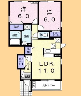 サウス・ブリッサB(2LDK/1階)の間取り写真
